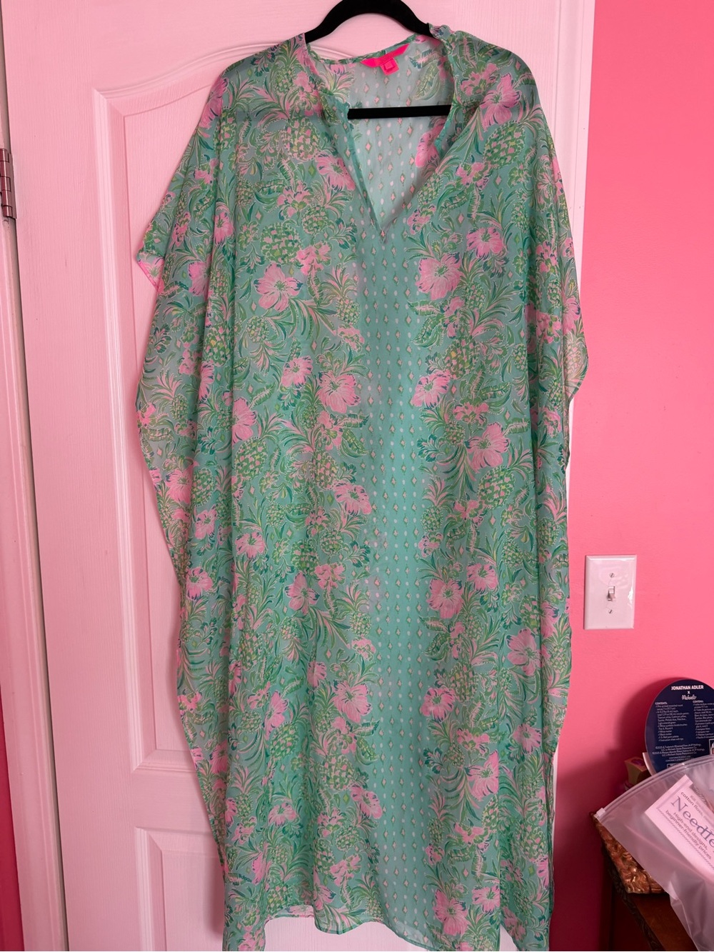 Lilly Pulitzer Green & Pink Floral Swim Coverup